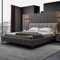 Italian-style small apartment light luxury leather bed modern minimalist secondary bedroom leather bed master bedroom warm soft bag ins preparation bed