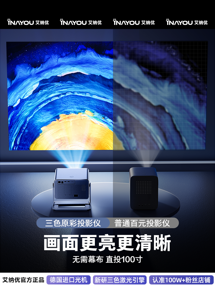 [Flagship New Product at Thousand Yuan Price]2025 New Projector for Home Use, Ultra-High Definition, Daytime Anti-Light Direct Projection, Suitable for Bedroom, Living Room, Small Student Dormitory, Portable for Office Meetings, Can Connect to Mobile Phone for Screen Projection