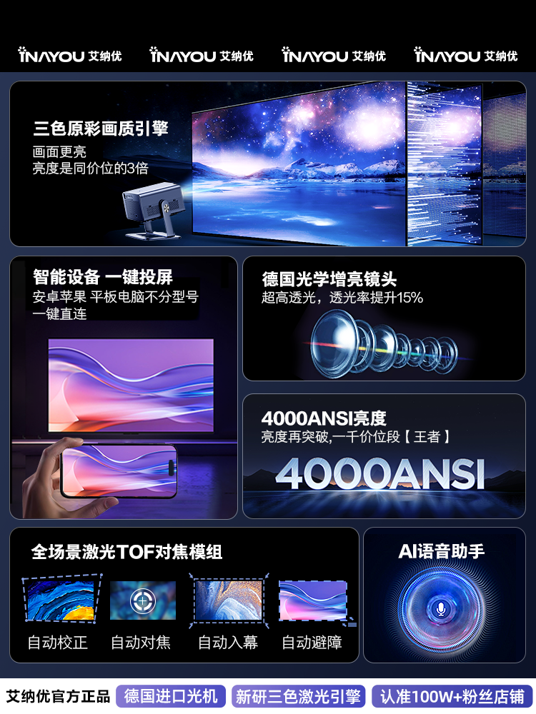 [Flagship New Product at Thousand Yuan Price]2025 New Projector for Home Use, Ultra-High Definition, Daytime Anti-Light Direct Projection, Suitable for Bedroom, Living Room, Small Student Dormitory, Portable for Office Meetings, Can Connect to Mobile Phone for Screen Projection