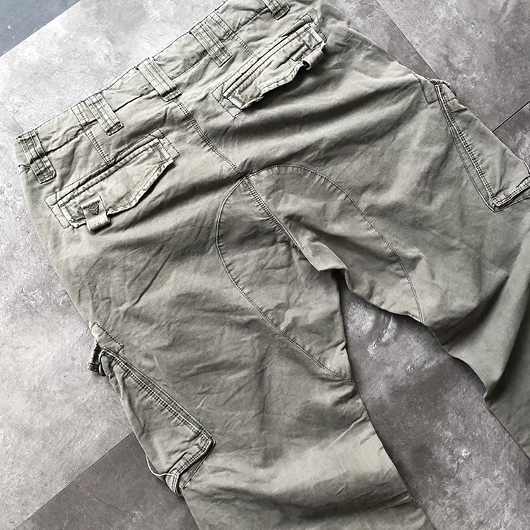 Mỹ nam retro làm việc nhiều túi quần cotton nặng nước rửa nhiều túi nam thẳng quần giản dị retro thủy triều quần đùi nam