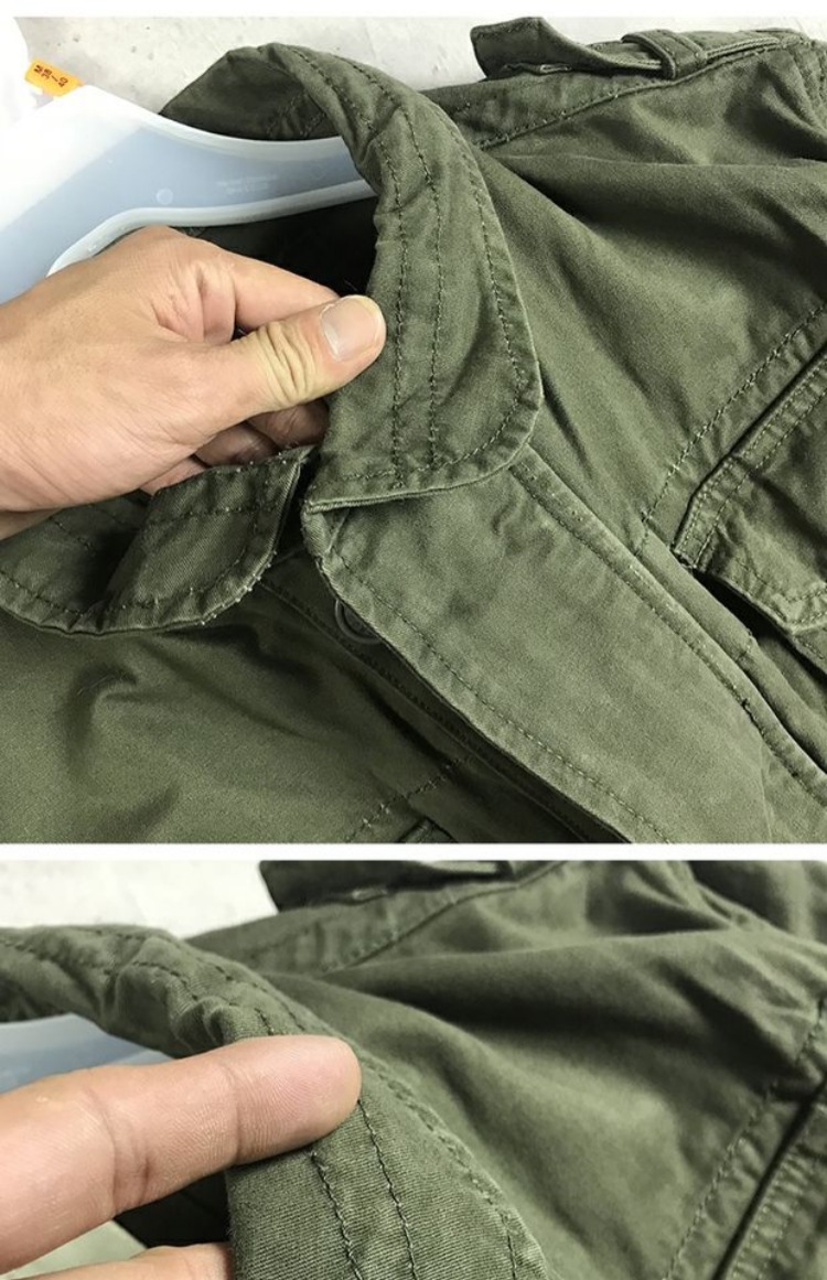 Áo khoác nam mùa thu retro cho nam áo khoác cotton nặng nước giặt áo khoác nam đa dụng áo khoác nam áo bò nam