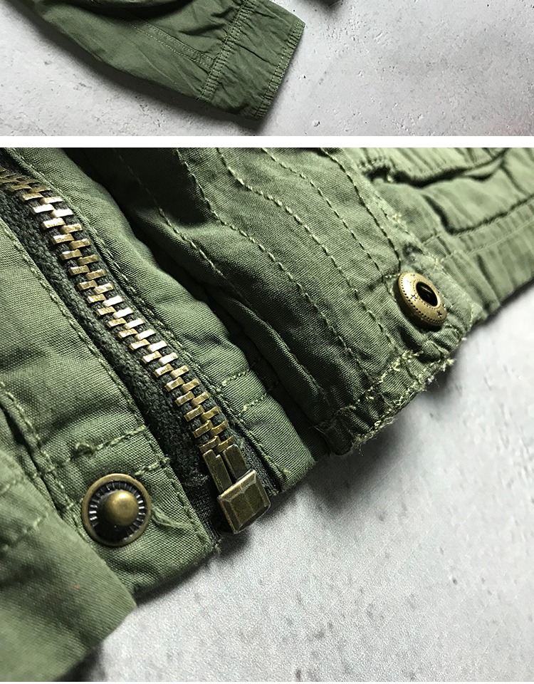 Mùa thu nam áo mỏng Bông giặt cũ retro M65 quân đội nhiều túi đứng cổ áo khoác nam áo khoác gió nam cao cấp
