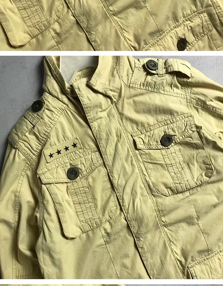 Mùa thu nam áo mỏng Bông giặt cũ retro M65 quân đội nhiều túi đứng cổ áo khoác nam áo khoác gió nam cao cấp