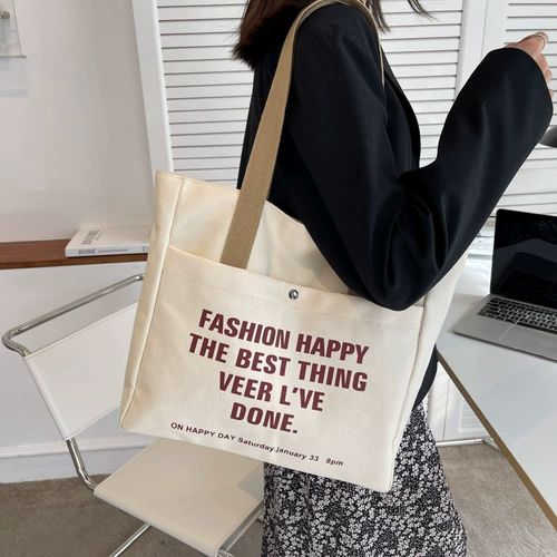 Вместительный и большой шоппер, сумка на одно плечо, ремешок для сумки с буквами для отдыха, универсальный портативный портфель, японские и корейские