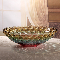 Flaventz colorful crystal glass fruit plate creative fashion large wedding candy plate dry fruit plate dry fruit basin