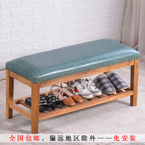 Brief modern shoe changing stool-style shoe cabinet home door solid wood wearing a shoe stool storage stool in the door Xuanguan can sit on a shoe rack