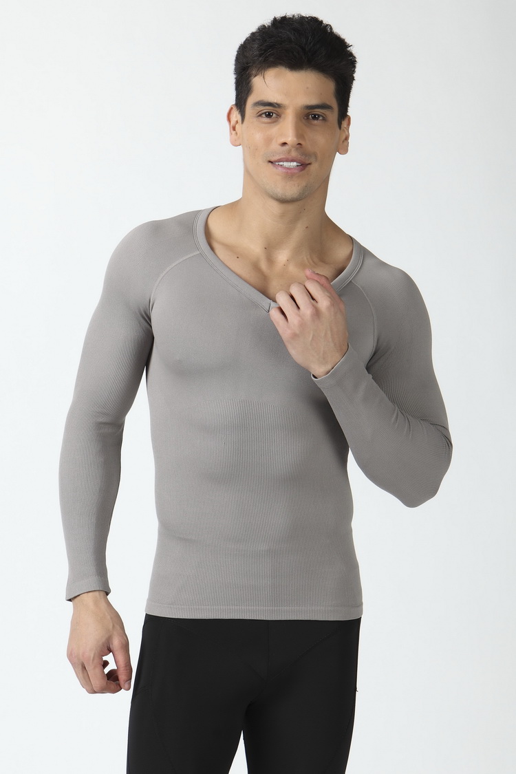 Quần skinny nam dài tay liền mạch thấm mồ hôi corset thể thao quần áo thể thao bó sát áo thun cơ corset thoáng khí áo nâng ngực