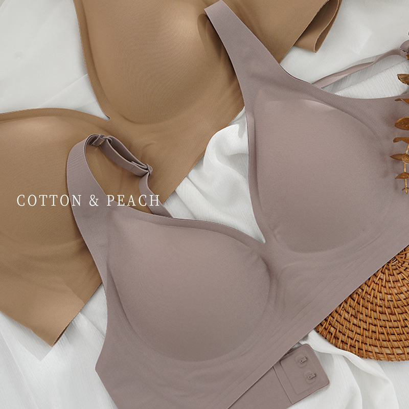 Cotton and Peach [Kongran] Seamless Nude Feel Deep V Buckle Bra Women's Underwear Small U-Back High Elasticity Comfortable Bra