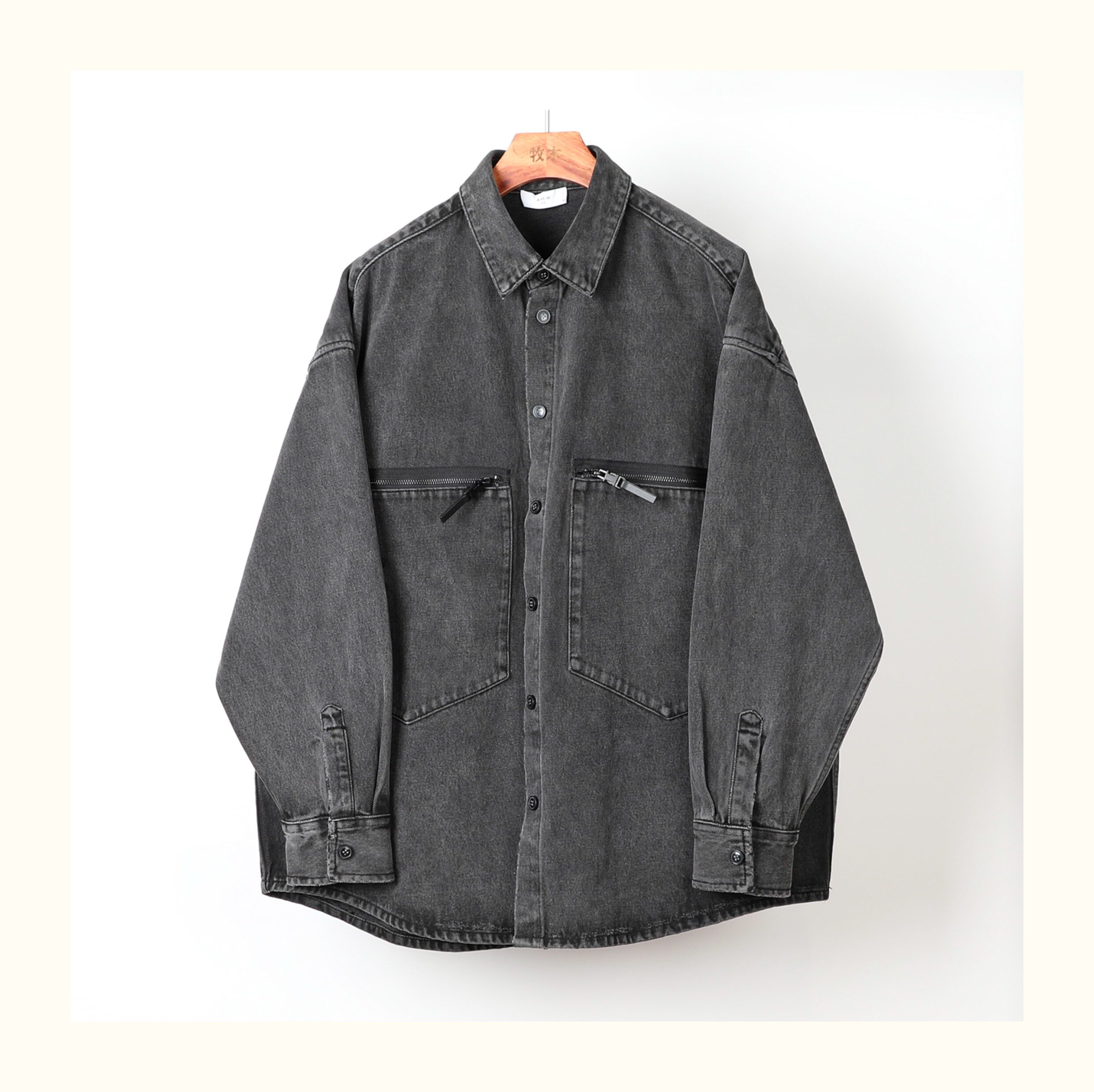 товар из китая 牧木秋冬新款日系复古潮牌男士牛仔衬衫夹克外套男宽松大廓形潮流 Other