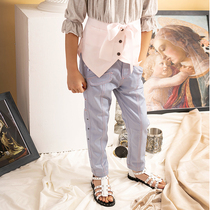 Le Wenxi Girls Jeans Childrens Wear 21 Spring and Autumn New Korean Version Moderate Cotton 9 Points Casual Pants Girls