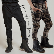 LAVENSEY Children Long Pants Boy Black Spring Autumn New Camaradon Hip Hop Stage Fashion Show Casual Pants