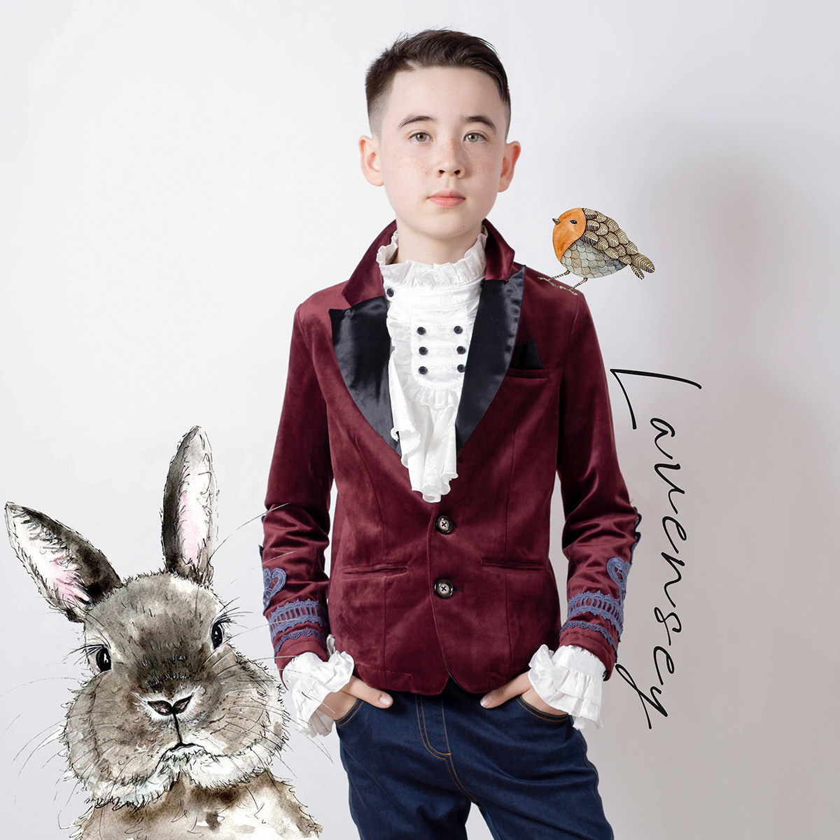 LAVENSEY Leuven Jubilee English Dress 2022 New Velvet Suit Gown Boy Stage Performance Costume