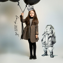Childrens 2020 spring autumn and winter girls large lapel woolen moderate long high-quality wind coat girls 7