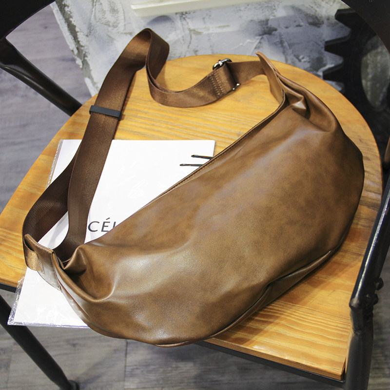 Crossbody bag soft leather men's dumpling bag retro polyester