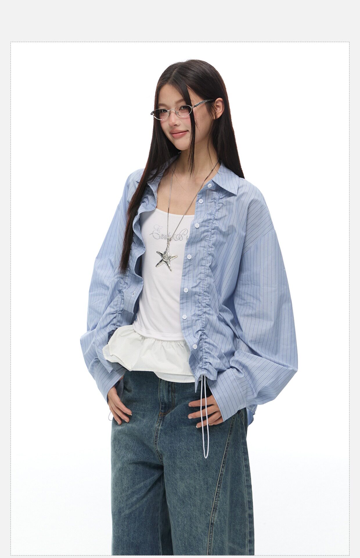 Тонкий лонгслив для отдыха, летняя рубашка, на шнурках, оверсайз 