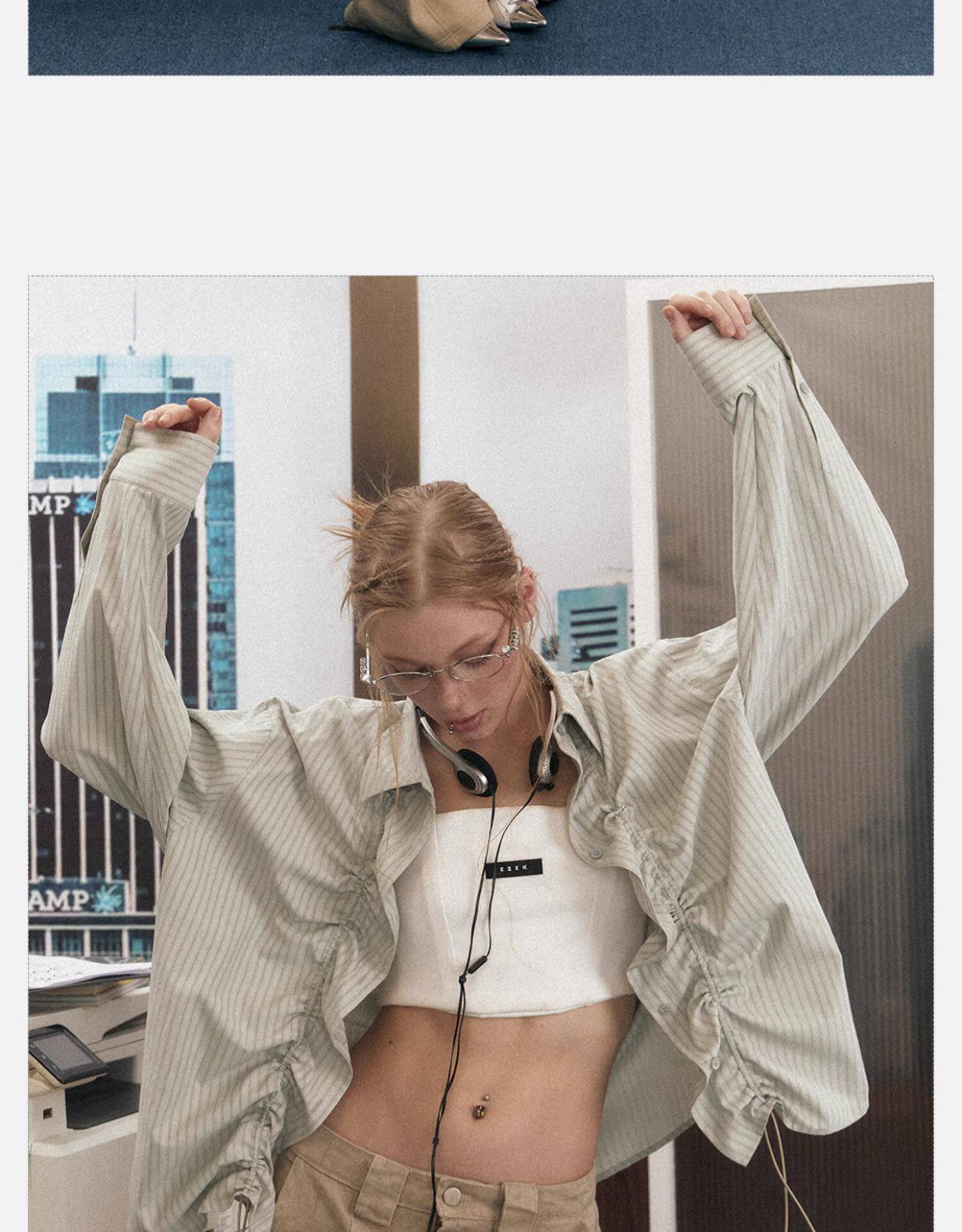 EZEK рубашка женские модели 2025 новый взрыв моделей Ранняя весна уникальный супер хороший смотреть куртка темперамент полоса накладки пальто женщина 