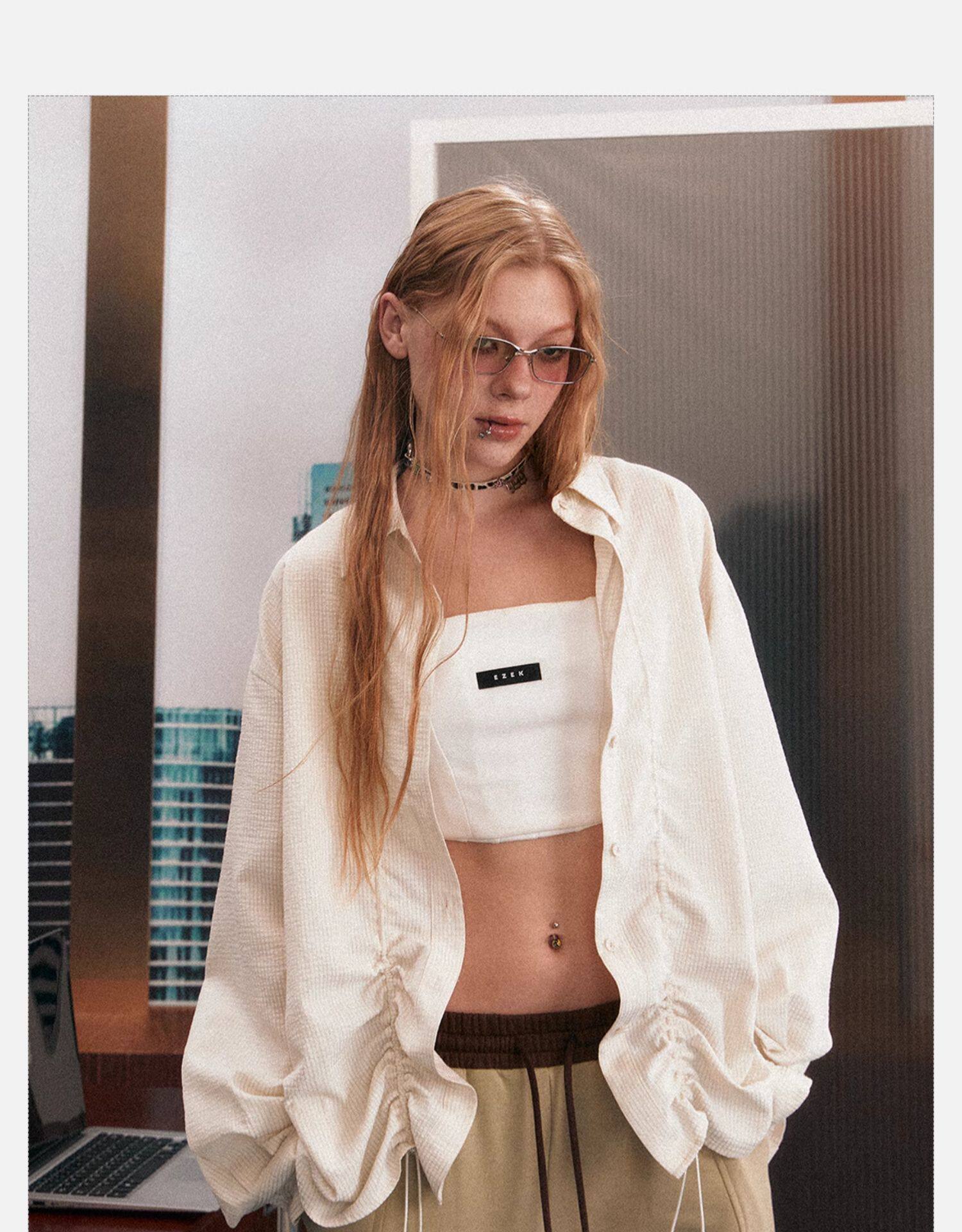 EZEK рубашка женские модели 2025 новый взрыв моделей Ранняя весна уникальный супер хороший смотреть куртка темперамент полоса накладки пальто женщина 