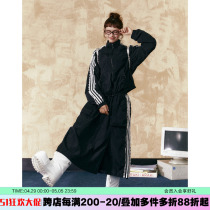 EZEK Original American Retro Three Bars Black Coat Half Body Dress Two Sets Spring Autumn Casual Sports Suit Woman