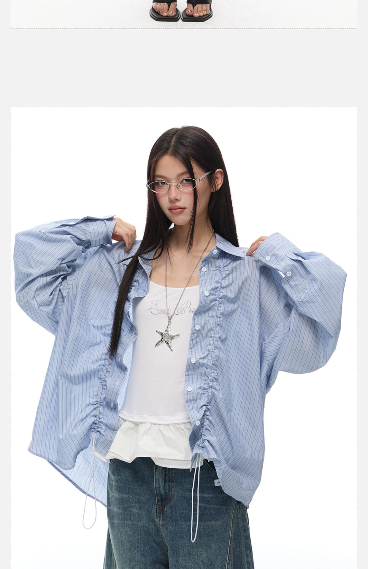 Тонкий лонгслив для отдыха, летняя рубашка, на шнурках, оверсайз 