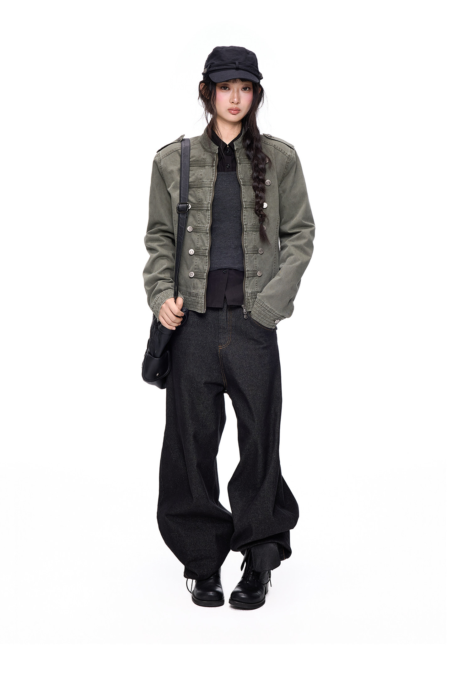 EZEK Double-Breasted Washed Denim Jacket