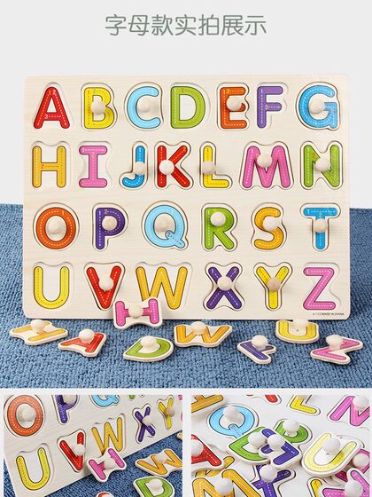 早教拼图儿童益智玩具拼板幼儿宝宝木丁嵌板1-3岁认知配对手抓板