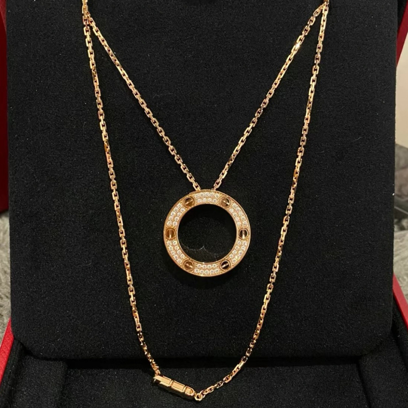 Real Gold, Real Diamonds, Fake One, Triple Compensation. 18K Gold Natural Diamond Full Diamond Large Disc Necklace for Women, Clavicle Chain, Rose Gold Color