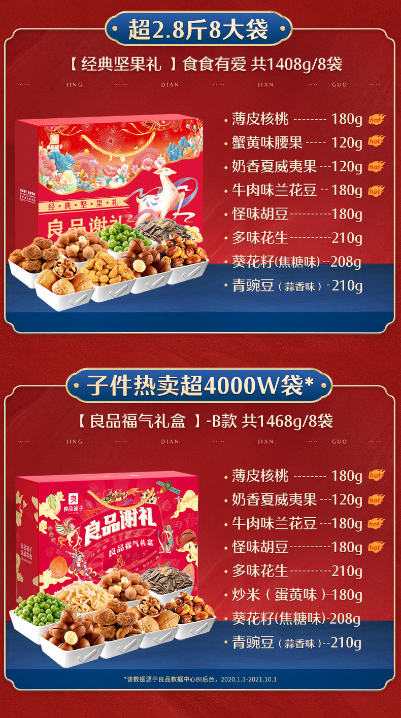 良品铺子 坚果大礼包礼盒装 1318克/8袋 图4