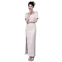 New Chinese style engagement dress 2024 new white bride toast dress certificate registration dress can be worn by women at ordinary times