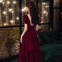 Toast dress bride wine red can usually wear 2021 new summer wedding back door engagement small man dress skirt