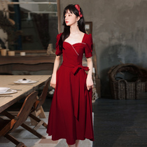 The brides toast dress can usually be worn in summer 2021 new back door casual red dress dress wedding temperament