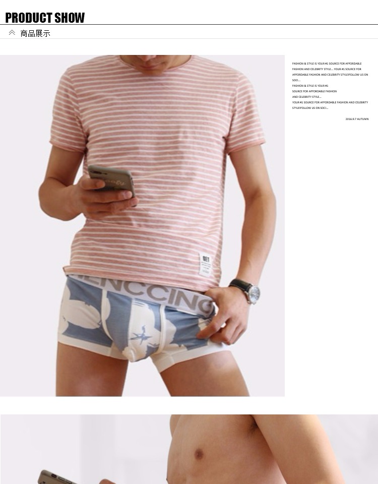 Đồ lót nam Quần lót nam bằng vải cotton thoáng khí Sexy eo thấp Dễ thương In U Convex Thời trang Thanh niên Quần lót góc - Nam giới cửa hàng đồ lót