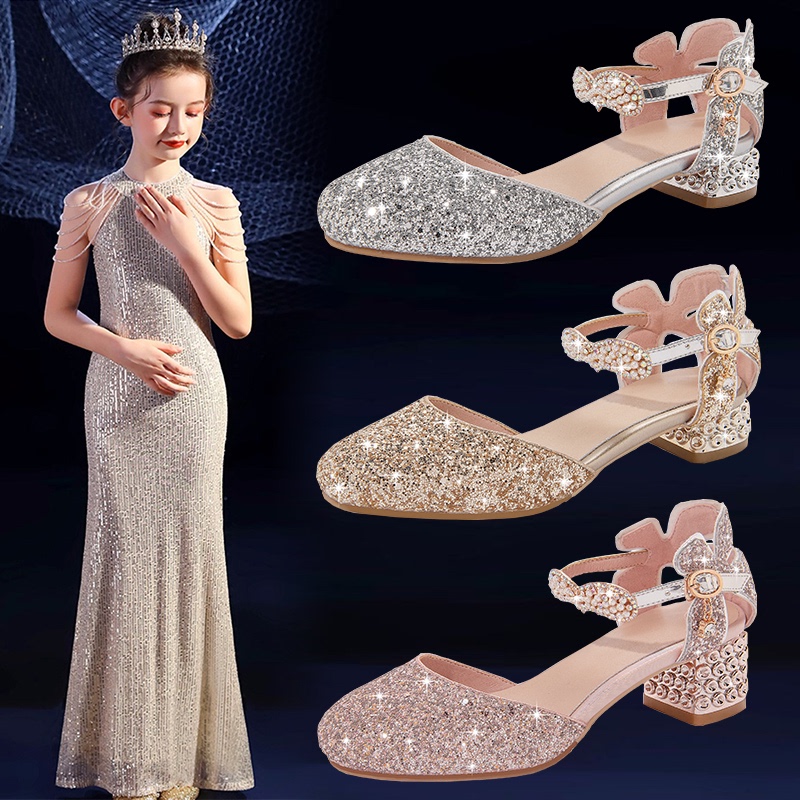 Girls' Crystal Shoes, Girls' High Heels, Little Girls' Catwalk Dress Shoes, Piano Performance Shoes, Shiny Princess Shoes Girls' Crystal Shoes, Girls' High Heels, Little Girls' Catwalk Dress Shoes, Piano Performance Shoes, Shiny Princess Shoes