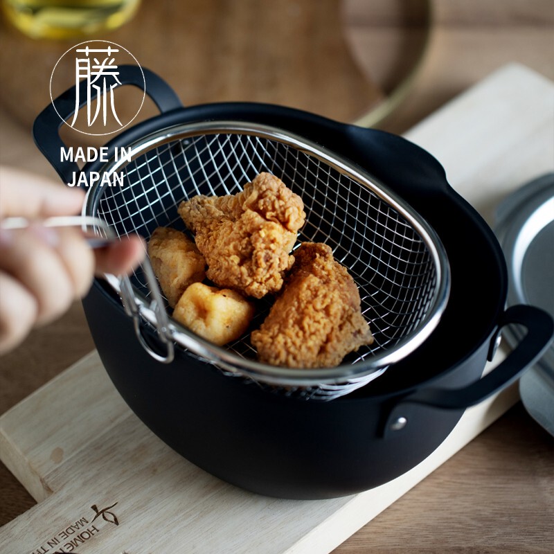 Good Design Award Winner! Japanese-Made Yoshikawa Multifunctional Deep-Frying Pot, Tempura Pot, Household Deep Iron Pot Good Design Award Winner! Japanese-Made Yoshikawa Multifunctional Deep-Frying Pot, Tempura Pot, Household Deep Iron Pot