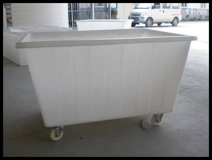Manufacturer supply plastic square keg bottom can load cart universal wheel 700L Weekly transfer box PE storage cart barrel