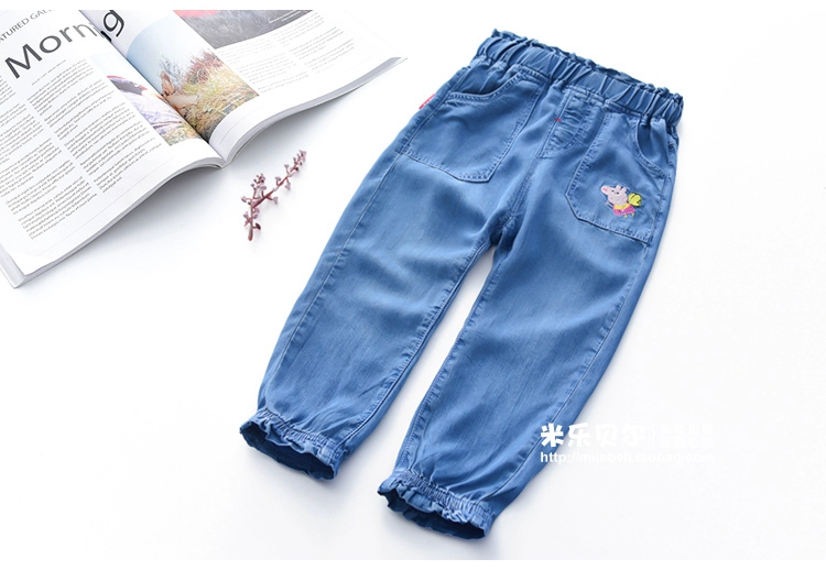 Quần chống muỗi cho bé gái Quần lửng mỏng hàng chục chiếc quần jeans nam 2019 xuân hè cho bé quần dài nước ngoài - Quần jean