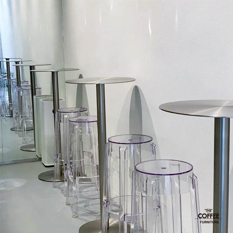 Netred Industrial Wind Bar Table & Chair Stainless steel Table Transparent Bar Milk Tea Shop Café Table & Chair Commercial Restaurant
