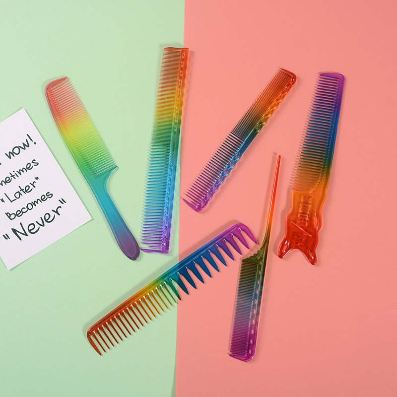 Hair stylist hair straightener special rainbow comb for men and women Modeling carving texture trimming crystal household net red set