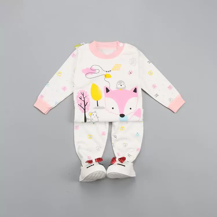 Mùa thu và mùa đông mới 0-1-2 tuổi Đàn ông và phụ nữ trẻ em đồ lót cotton cotton Bộ 3 áo trẻ em phục vụ tại nhà 4 quần áo mùa thu đồ bé trai