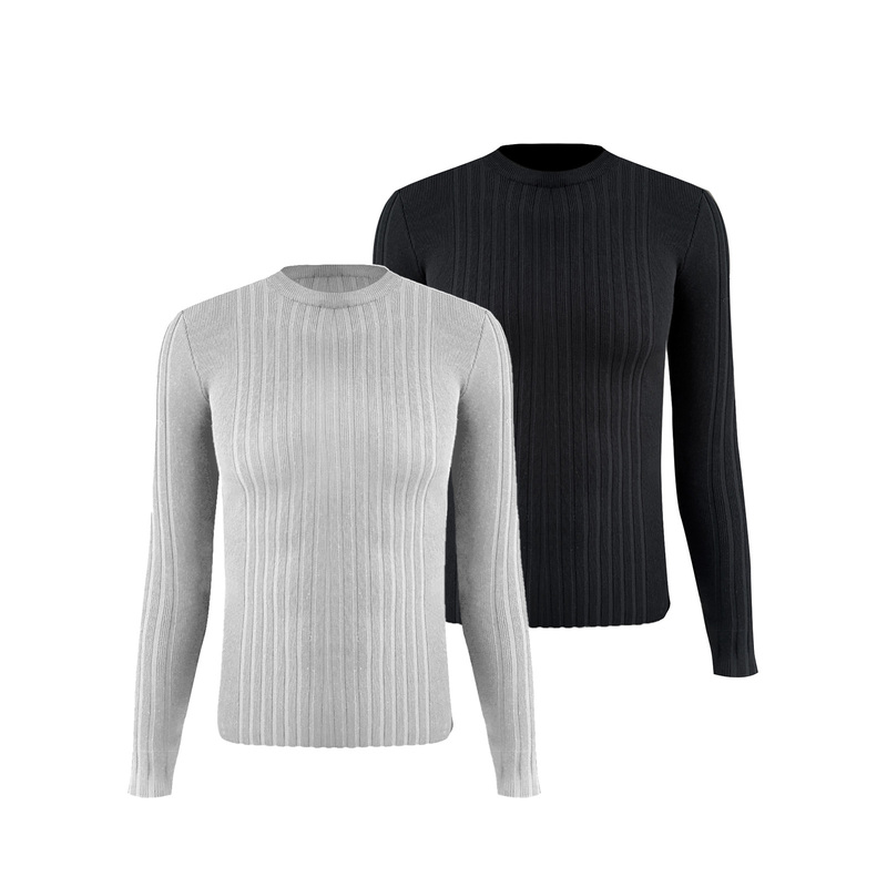 S45 Ribbed Texture Striped Slim-Fit Ribbed Knit Sweater Basic Solid Color Crew Neck Long-Sleeve Base Shirt Sweater for Men and Women S45 Ribbed Texture Striped Slim-Fit Ribbed Knit Sweater Basic Solid Color Crew Neck Long-Sleeve Base Shirt Sweater for Men and Women