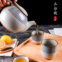 Three-point yaki Japanese style teapot lid with lid Large large capacity household ceramic set of tea bowls Tea cup set