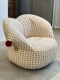 Clown-Style Lazy Sofa, Single-Person French Cream-Style Living Room Balcony Design, Leisure Fabric Swivel Sofa Chair for Home Use