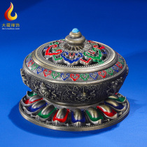 Tibetan household incense burner for Buddha pure copper color eight auspicious lotus flower pan incense burner small indoor agarwood Aroma Burner