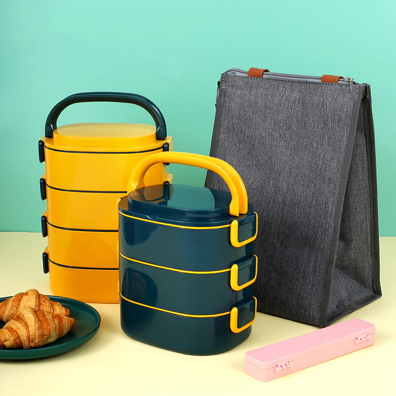 304 stainless steel multi-layer insulation lunch box office worker portable lunch box student dedicated one person with 4 double-layer lunch box