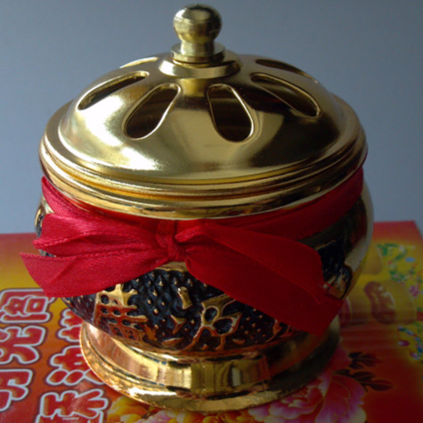 Household sandalwood stove copper alloy aromatherapy stove indoor vertical incense stove insert golden net incense stove incense set housewarming