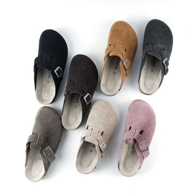 Off-island half-baotou Birkenstock slippers cork retro fashion ຂະຫນາດຂະຫນາດໃຫຍ່ແລະຂະຫນາດນ້ອຍ Chen Dahoe suede cowhide Boston ຜູ້ຊາຍແລະແມ່ຍິງ