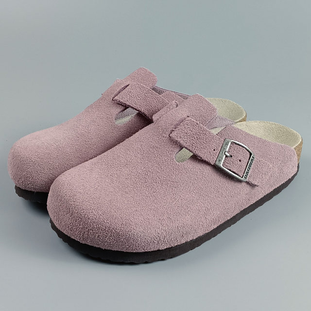 Off-island half-baotou Birkenstock slippers cork retro fashion ຂະຫນາດຂະຫນາດໃຫຍ່ແລະຂະຫນາດນ້ອຍ Chen Dahoe suede cowhide Boston ຜູ້ຊາຍແລະແມ່ຍິງ