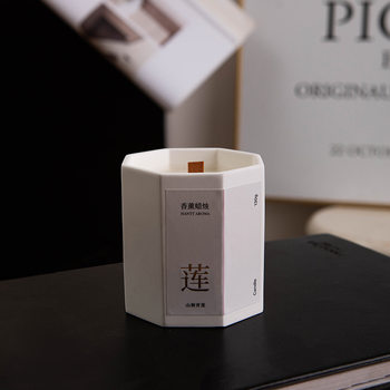 Elegant Octagonal Cup Aromatherapy Essential Oil Candle White Noise Wooden Wick Soy Candle Fragrance Ornament Gift
