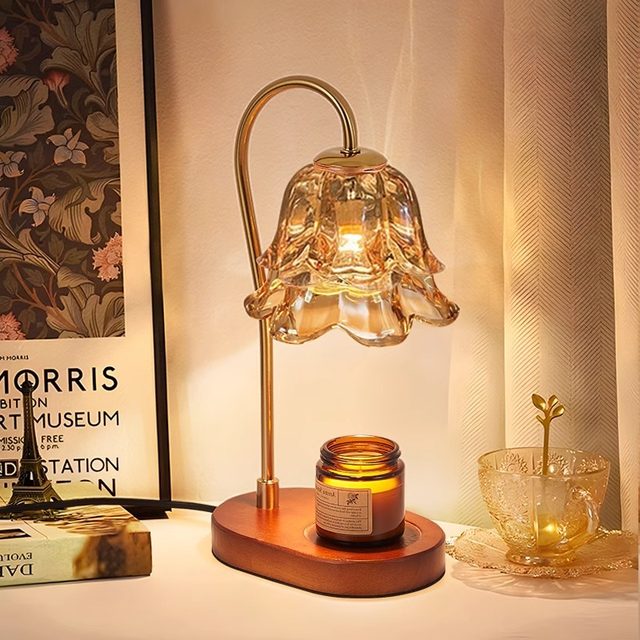 French Solid Wood Lily of the Valley Aromatherapy Melted Wax Lamp Timed Melted Candle Lamp Bedroom Atmosphere Fireless Diffuser Wedding Birthday Gift