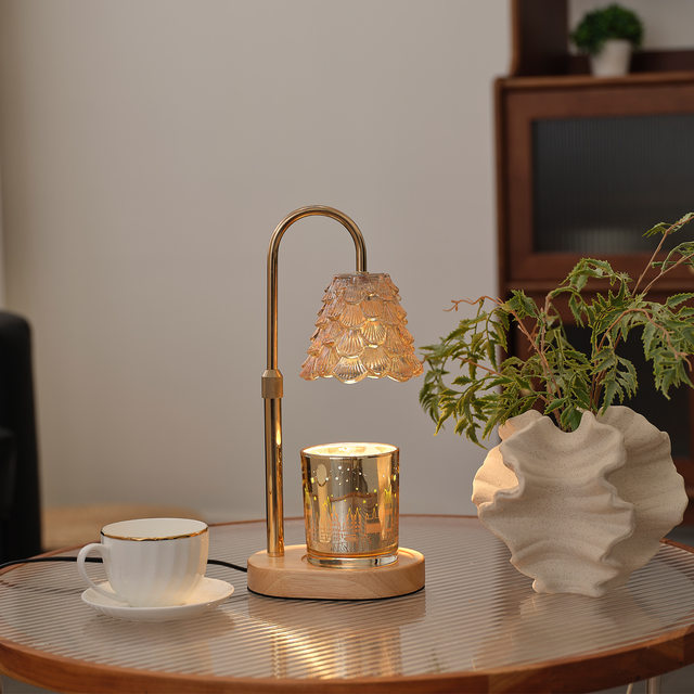 Solid Wood Retro Flameless Aromatherapy Lamp, Adjustable Height Wax Melting Lamp, Bedroom Ambiance Candle Melting Lamp, Small Table Lamp, Birthday Gift