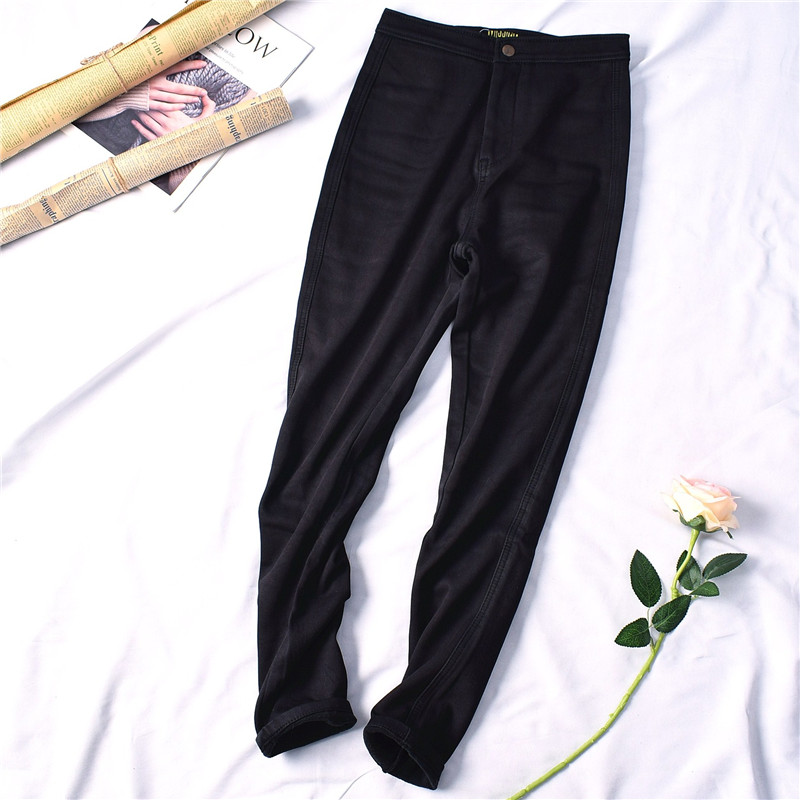60761 autumn and winter new women's Korean version of high waist slim fashion casual warm plus velvet pipe pants 97